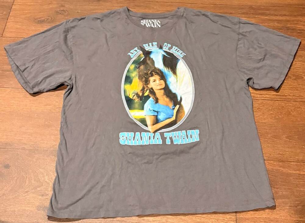 Shania Twain Any Man Of Mine Graphic Concert Tour T-Shirt Charcoal Size XXL
